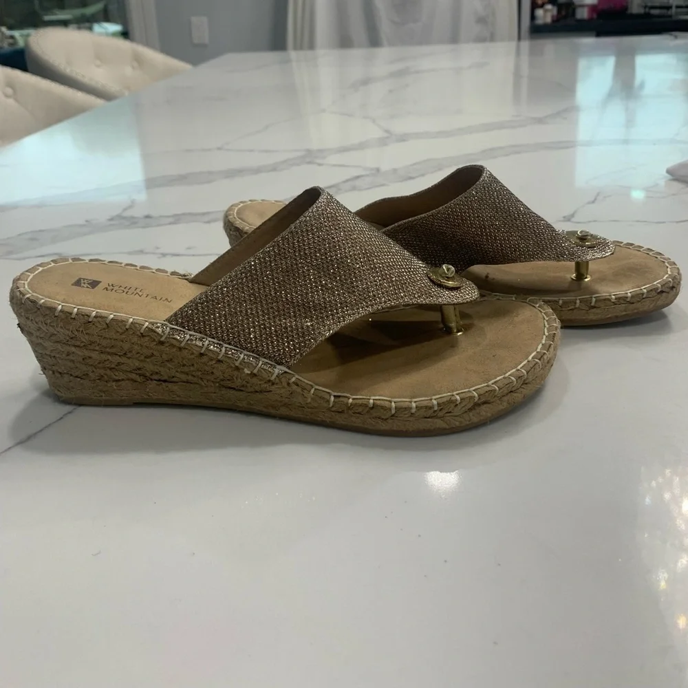 White Mountain‎ Women’s Beachball Gold Glitter Fabric Espadrilles Size 8M